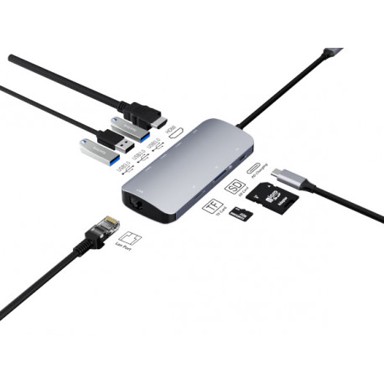 ASONIC Docking stanica USB-C, HDMI, LAN, USB 3.0/USB-C, SD čitač