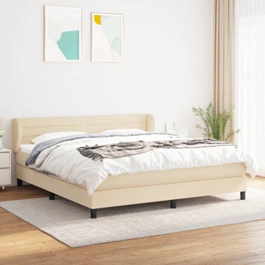 Krevet s oprugama i madracem krem 160x200 cm od tkanine
