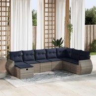 8-dijelni set vrtnih sofa, od poliratana, s jastucima, sivi