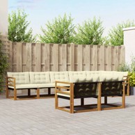 Set vanjskih sofa s jastukom 8 kom, prirodna i krem