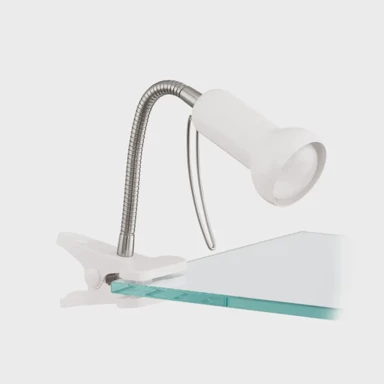 Stolna lampa Fabio, R50, s kvačicom, podesiva, bijelo-srebrna