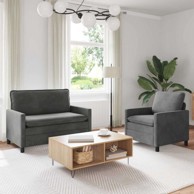 Set sofa, 2-dijelni, baršun, tamnosivi
