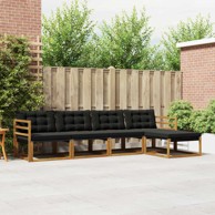Set vanjskih sofa s jastukom 5 kom, prirodna i crna