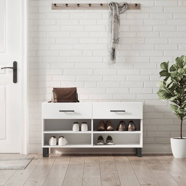 Klupa za cipele bijela 102 x 35 x 55 cm od konstruiranog drva
