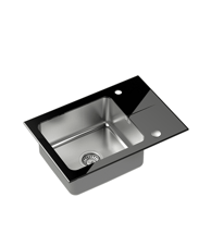 QUADRON Sudoper HUGH 116 crno staklo/čelik