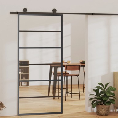 Klizna vrata s priborom ESG staklo i aluminij 90 x 205 cm