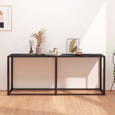Konzolni stol boja crnog mramora 180x35x75,5 cm kaljeno staklo