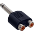 INLINE Audio adapter 6,3 mm mono na 2 x RCA, crni
