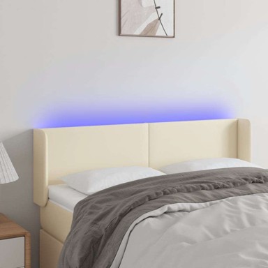 LED uzglavlje 147 x 16 x 78/88 cm od umjetne kože, krem