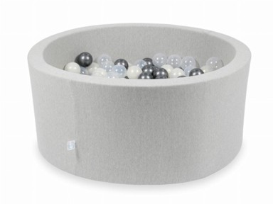 MIMII Svijetlosivi suhi bazen 90 x 40 s 300 loptica: prozirni, metalik grafit, opalescentni