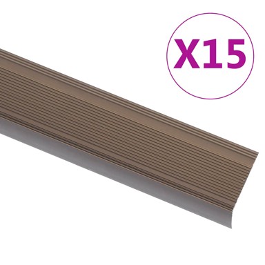 Rubnjaci za stepenice L-oblika 15 kom aluminijski 100 cm smeđi