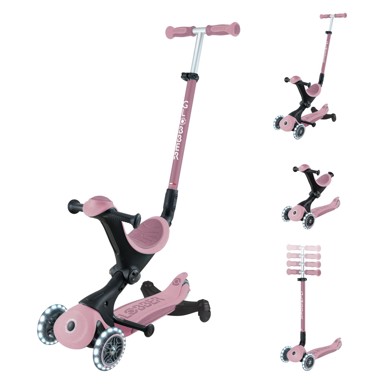 GLOBBER Romobil GO UP deluxe 360° sklopivi, svjetleći kotači, ružičasta
