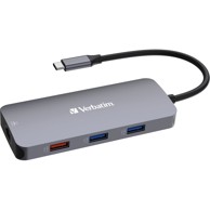 VERBATIM Docking stanica CMH-09 32152, USB-C, 3x USB 3.2, 2x USB-C, 1x ethernet, 1x HDMI, 1x SD, 1x microSD, sivi