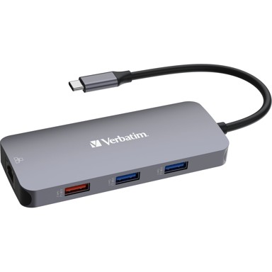 VERBATIM Docking stanica CMH-09 32152, USB-C, 3x USB 3.2, 2x USB-C, 1x ethernet, 1x HDMI, 1x SD, 1x microSD, sivi