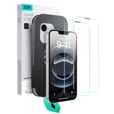 ESR Kaljeno staklo za iPhone 13 13 Pro 14 16E kaljeno staklo, 2 komada, prozirno