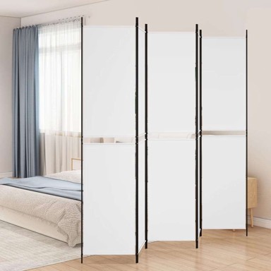 Paravan, sobna pregrada s 5 panela 250 x 220 cm, tkanina, bijela