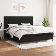 Krevet s oprugama i madracem crni 200x200 cm od tkanine