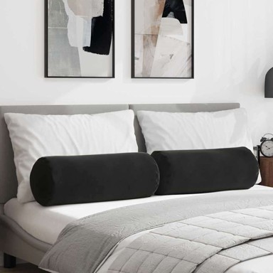 Valjkasti jastučići set 2 kom Ø25×70 cm kordura tekstil, crni