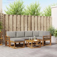 Set vanjskih sofa s jastukom, 7 kom, prirodna i svijetlo siva