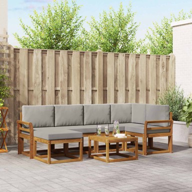 Set vanjskih sofa s jastukom, 7 kom, prirodna i svijetlo siva