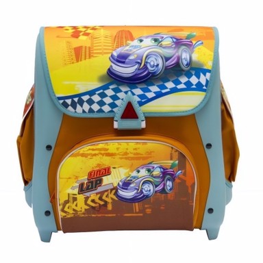LIVEFY Školska torba Racer Auti, 21 L, plava, narančasta