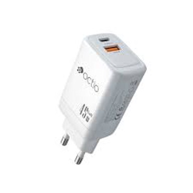 OCTIO Kućni punjač Volta AC45W Dual GaN, USB-A/USB-C, PD 45W, bijeli