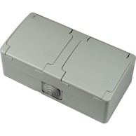 Utičnica nadžbukna dvostruka 2P+PE 16A-250V siva IP54