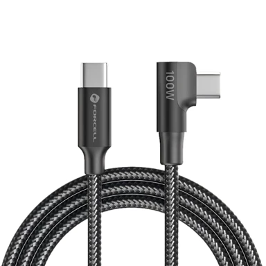 FORCELL USB kabel kutni USB-C na USB-C forcell f-energy QC4.0 PD 5A 100W 2 m, crni