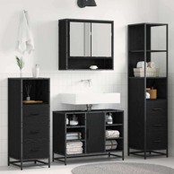 Set namještaja za kupaonicu, 4 kom, 80 x 33 x 60 cm, crni hrast