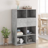 Visoka komoda siva boja betona 80x42,5x124 cm konstruirano drvo
