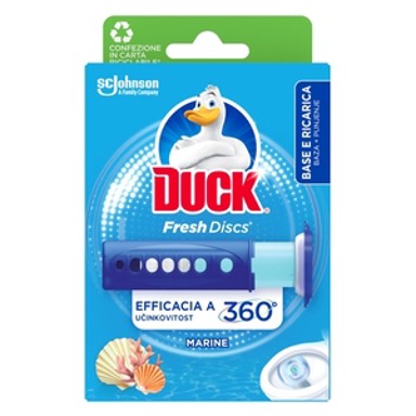DUCK Gel za čišćenje i osvježavanje WC školjke Fresh Discs Marine, baza i punjenje, 36 ml