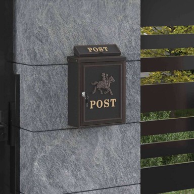 Poštanski sanduk, zidna montaža, 29 x 13 x 41 cm, metal, brončana