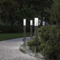 Stupić sa senzorom i utičnicom, 3 kom, 80 cm, IP44, nehrđajući čelik