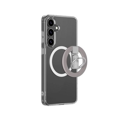 AMAZINGTHING Minimal Mag Case silikonska maskica s magnetskim prstenom za Samsung Galaxy S25+, prozirna