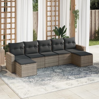 7-dijelni set vrtnih sofa sivi od poliratana