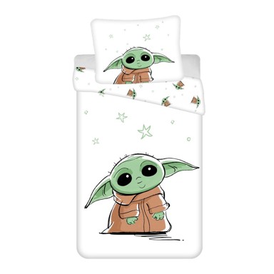 JERRY FABRICS Pamučna dječja posteljina Star Wars Baby Yoda 140x200 cm, zelena