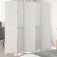 Sobna pregrada s 5 panela 40 x 200 cm od masivnog drva paulovnije bijeli