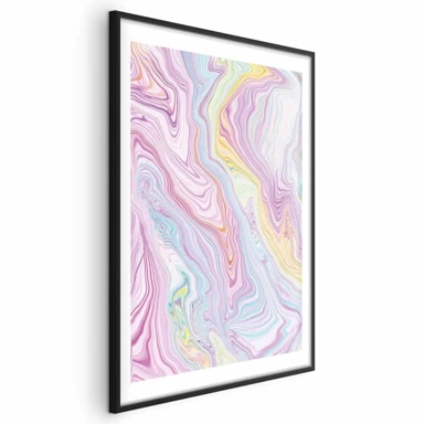 Plakat Šareni san, apstraktni oblici u pastelnim tonovima, 60x90 cm, crni okvir s margom