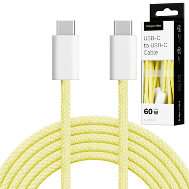 KRÜGER&MATZ USB-C – USB-C kabel Basic, 1 m, 60 W, žuti