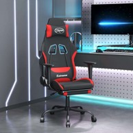 Masažna gaming stolica, tkanina, s osloncem za noge, crvena, 1 komad