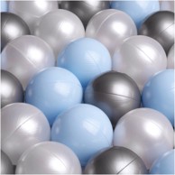 PLUSH NEST Loptice za bazen, promjer 6 cm, 200 kom, biserne, srebrne i svijetlo plave