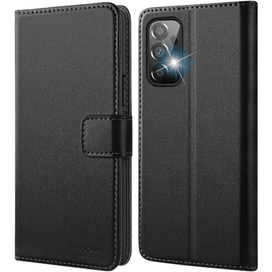 NIKCORP Torbica preklopna za mobitel, za Samsung Galaxy A72, utori za kartice, stalak, magnetsko zatvaranje, koža, crna