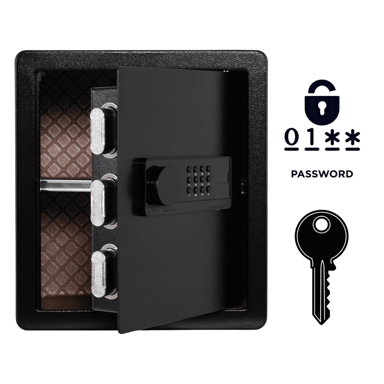 NIKCORP Oklopljeni kućni sef, elektronička brava i ključ, dimenzije 40 x 36 x 30 cm, čelik, crna