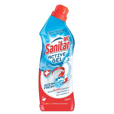 SANITAR Sredstvo za čišćenje wc active gel ocean fresh, 750 ml