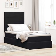 Krevet s prostorom za pohranu s LED rasvjetom 90x190 cm baršun, crna