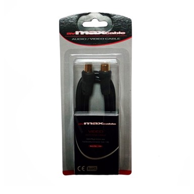 MAXCABLE Antenski koaksijalni kabel PLUG&JACK, M-Ž, 9.5 mm konektori, pozlaćeni, 1.5 m, crni