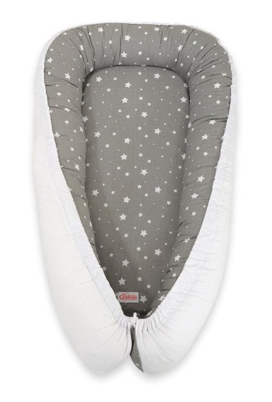 BOBONO Čahura za bebe Cocoon Premium, dvostrana, mini zvijezde, bijela