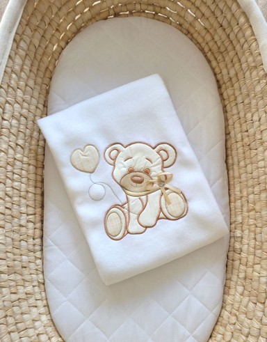 MY SWEET BABY Flis dekica za bebe Medvjedić s mašnom, bijela