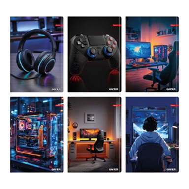 ILIJANUM Set bilježnica, Gamer, A4, crtovlje, 52 lista, meki uvez, 10 kom
