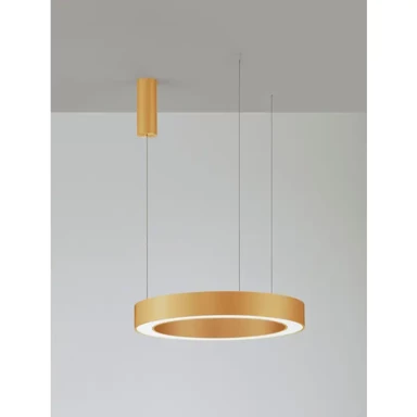 NOVA LUCE Visilica Morbido NL9345640, LED 48 W, 2700–4000 K, 3268 lm, dimabilna, IP20, mesing zlatna